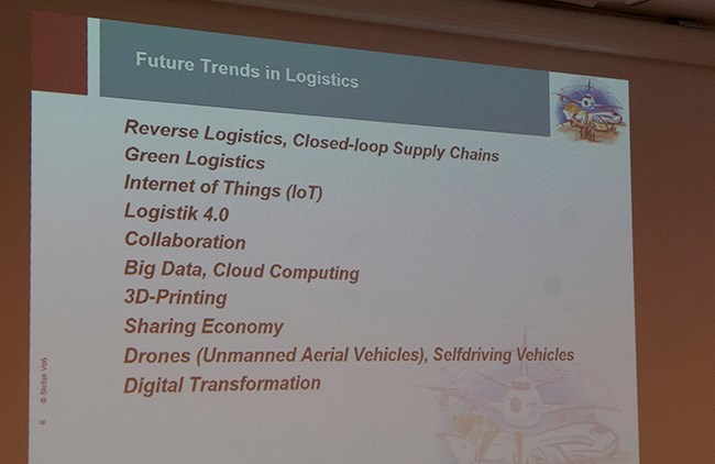 Buzz words in future trends in logistics, according to Professor Stefan Voss.