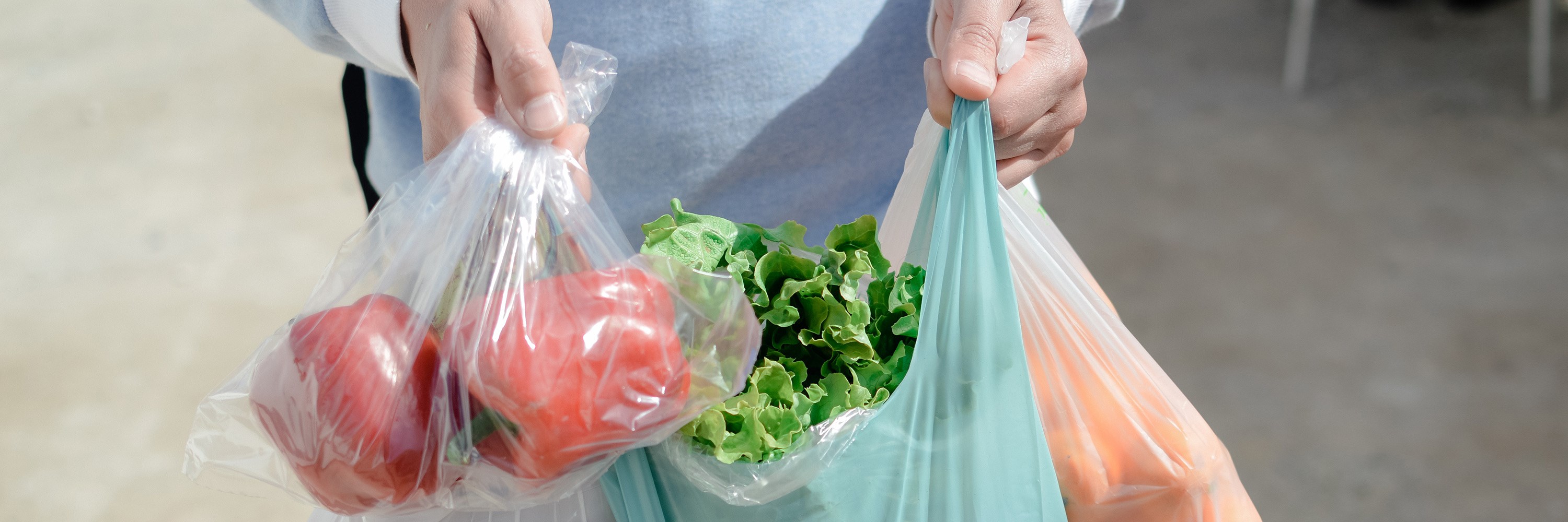 Plastikkposer og grønnsaker. Foto: Arimag/Shutterstock