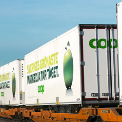 Coop trailers sent by rail. Photo: Coop press photo