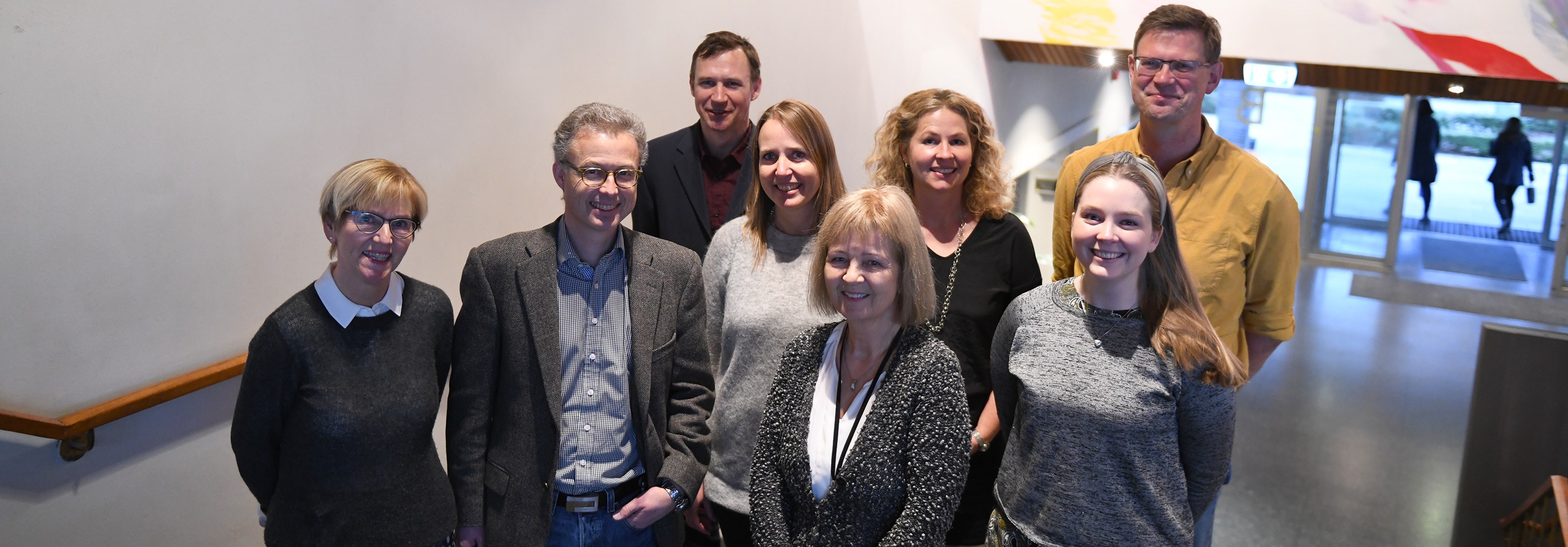 The language policy working group. From left: Professor Trine Dahl (Chair), Professor Jarle Møen, Professor Gernot Doppelhofer, working >Group Secretary Irene Velle Waraas, Senior Adviser, Jorun Gunnerud, Office of Student and Academic Affairs Communications Adviser Astri Kamsvåg, Master’s degree student, Ingelin Uthaug, Head of Academic Affairs, the Norwegian School of Economics’ Student Union, Associate Professor Aksel Mjøs.