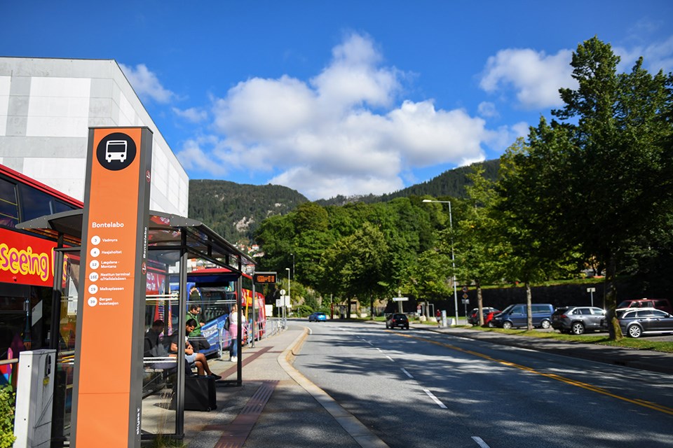 Busstopp hvis du kommer til Bontelabo fra NHH. Foto: Ingunn Gjærde