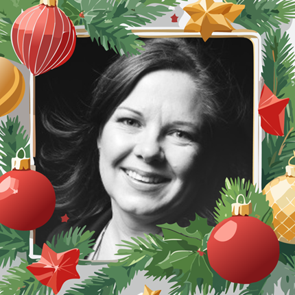 Portrait of Astrid, with a Christmas frame around