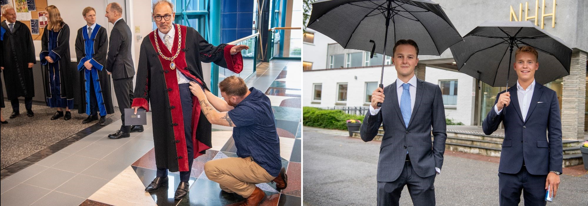 Helge Thorbjørnsen og NHH-studenter.