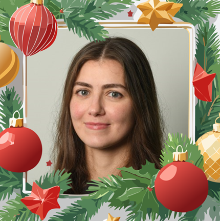 Aysil portrait photo with Christmas frame around