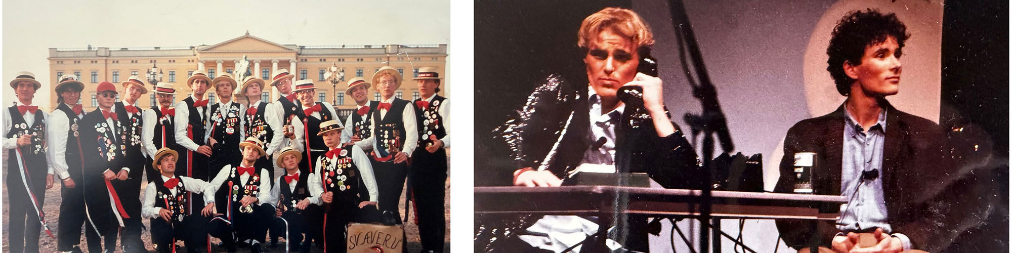 Fotomontasje av tur til Slottet med Svæveru og bilde fra studenrevyen 1986