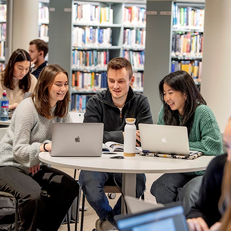 Illustrasjonsfoto av NHH-studenter i vrimleområde. Foto: Helge Skodvin