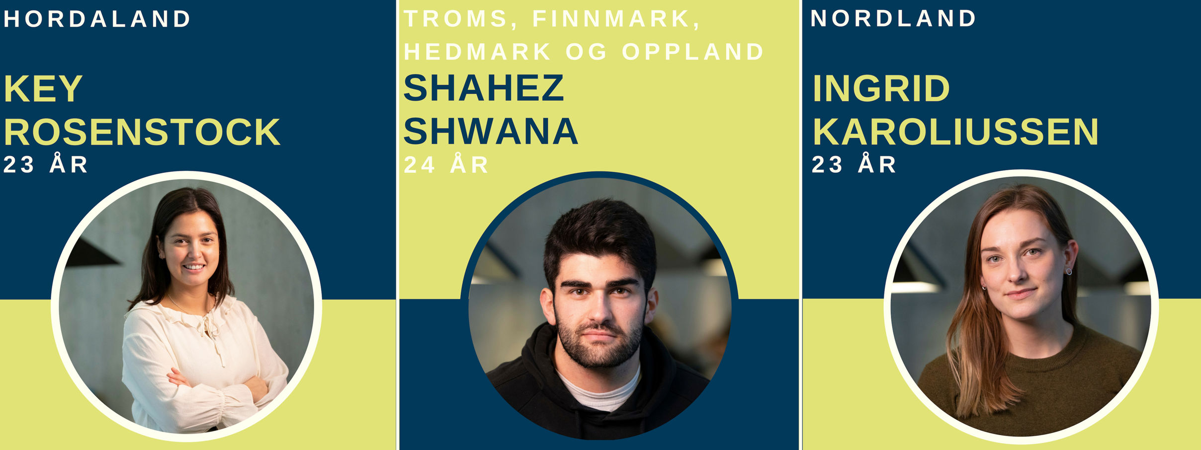 Studentambassadørene Ingrid Karoliussen, Key Rosenstock og Shaez Shwana. 