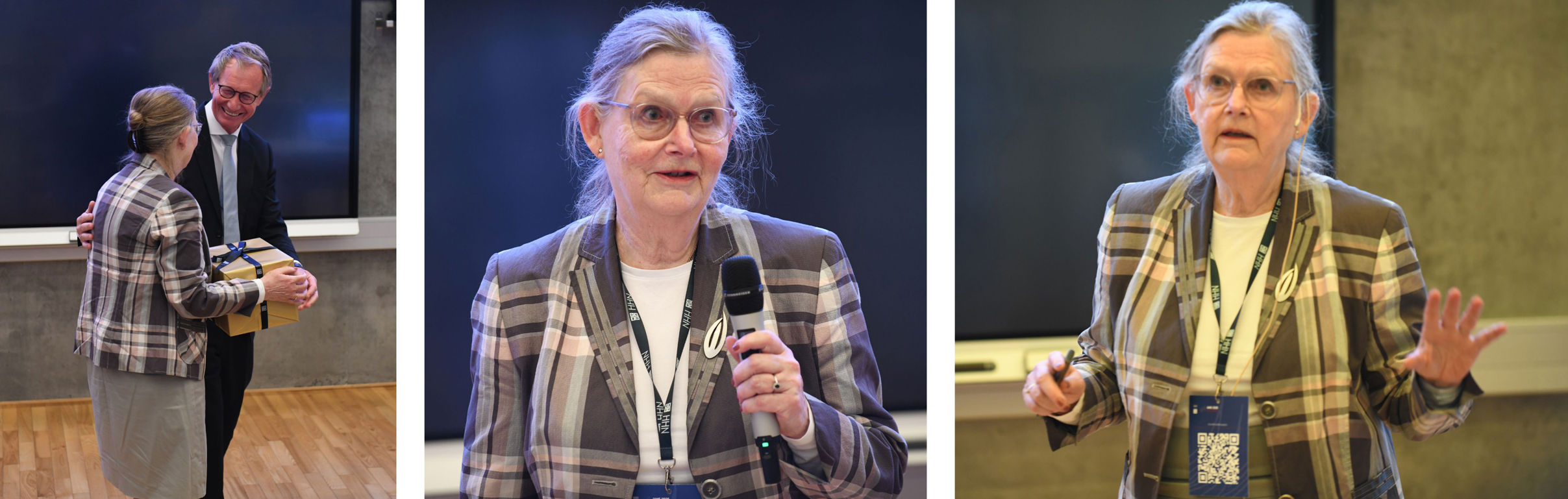 Photo collage of Siri Pettersen Strandenes at the conference