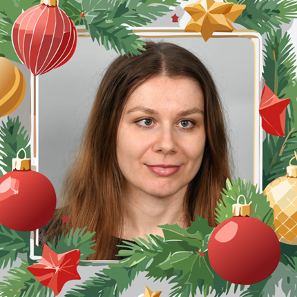 Portrait photo of Jovana with Christmas frame around