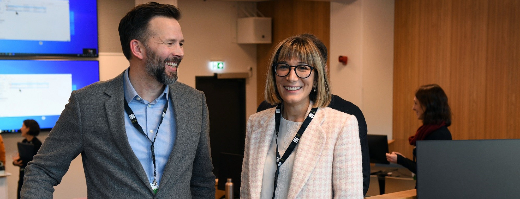 Matt Genasci, Senior Investment Stewardship Manager at Norges Bank Investment Management and Assistant Professor Elisa Casi-Eberhard, Department of Business and Management Science, NHH. Photo: Sigrid Folkestad