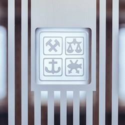 Nhh logo on door at campus