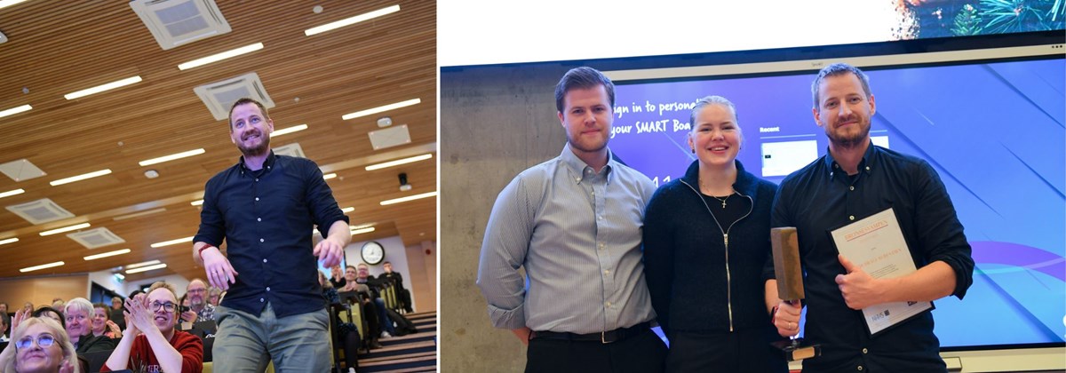 Geir Drage Berentsen with Johanne-Marie Haanes and Andreas Madsen.