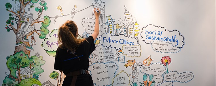 Person writing on a whiteboard