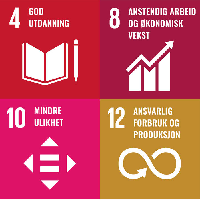 FNs bærekraftsmål 4, 8,10 og 12