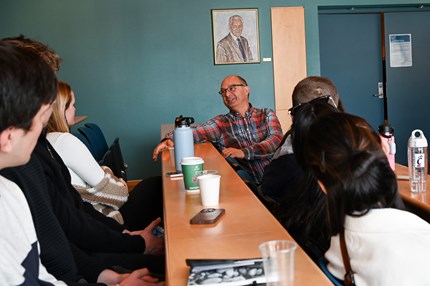 Kenneth talking to the students