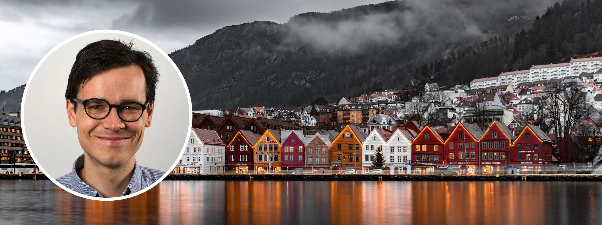 Bilde av Ole-Andreas Elvik Næss og Bryggen i Bergen.