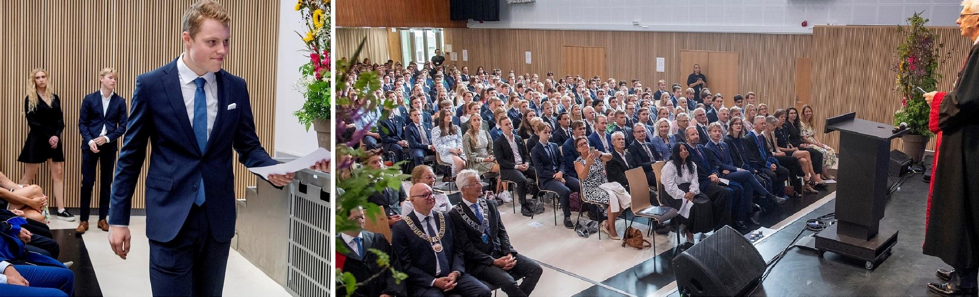 Ivar Garmark Døvik mottar immatrikuleringsbevis - sammen med over 500 nye NHH-studenter. 