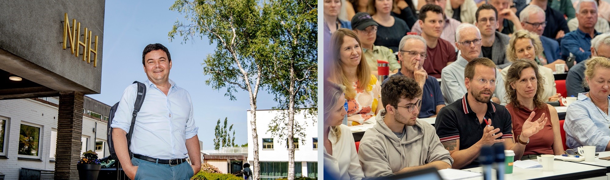 Professor Thomas Piketty, often described as a rock star economist, gave this year´s The Sandmo Lecture On Public Policy at NHH on Friday last week. Close to 300 guests wanted to join the Sandmo Lecture. Photo: Helge Skodvin