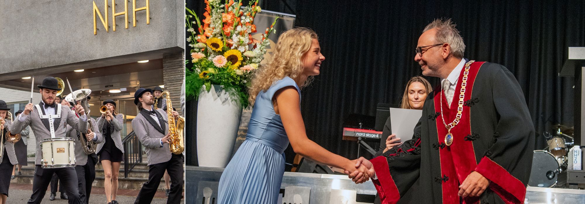Direksjonsmusikken, NHH-student Milla Haugen og rektor Helge Thorbjørnsen