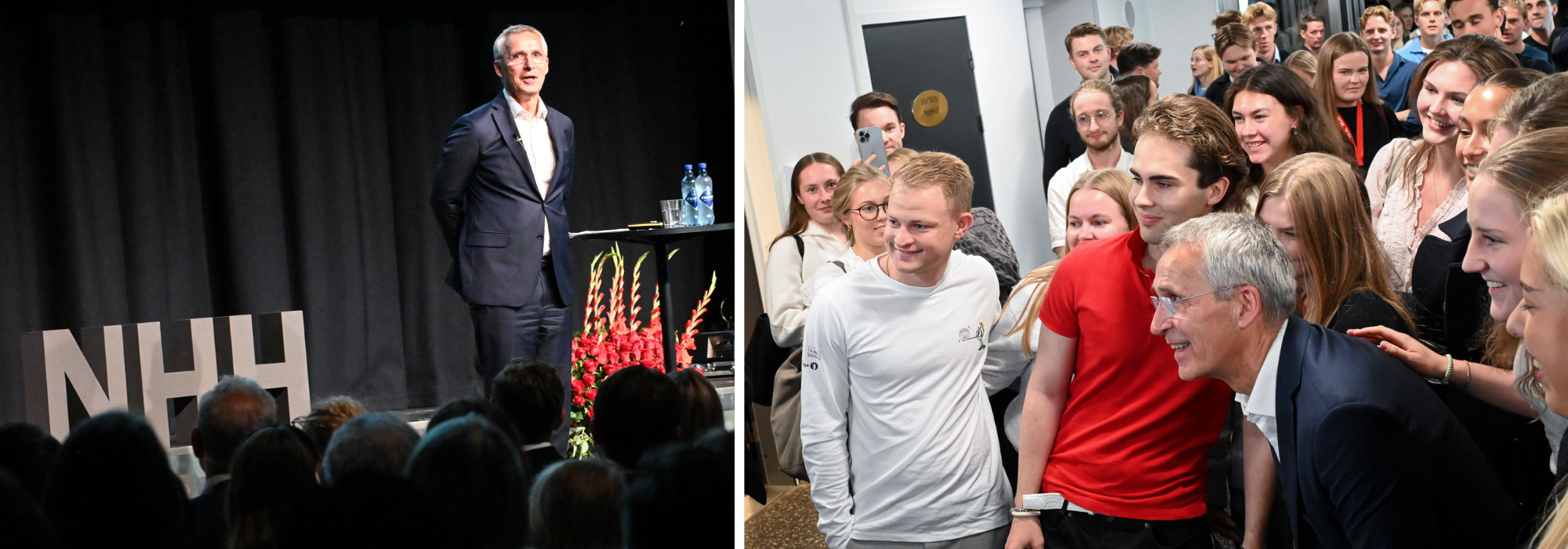 Jens Stoltenberg på NHH med studenter