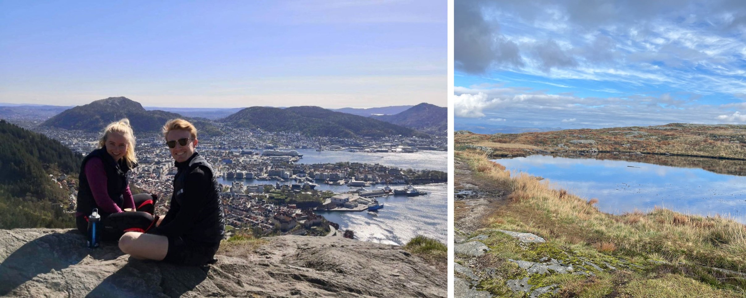 Ingrid Emilie Flessum Ringstad og kjærest i byfjellene i Bergen. Foto: privat