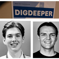 Photo collage of DIGdeeper poster and writers