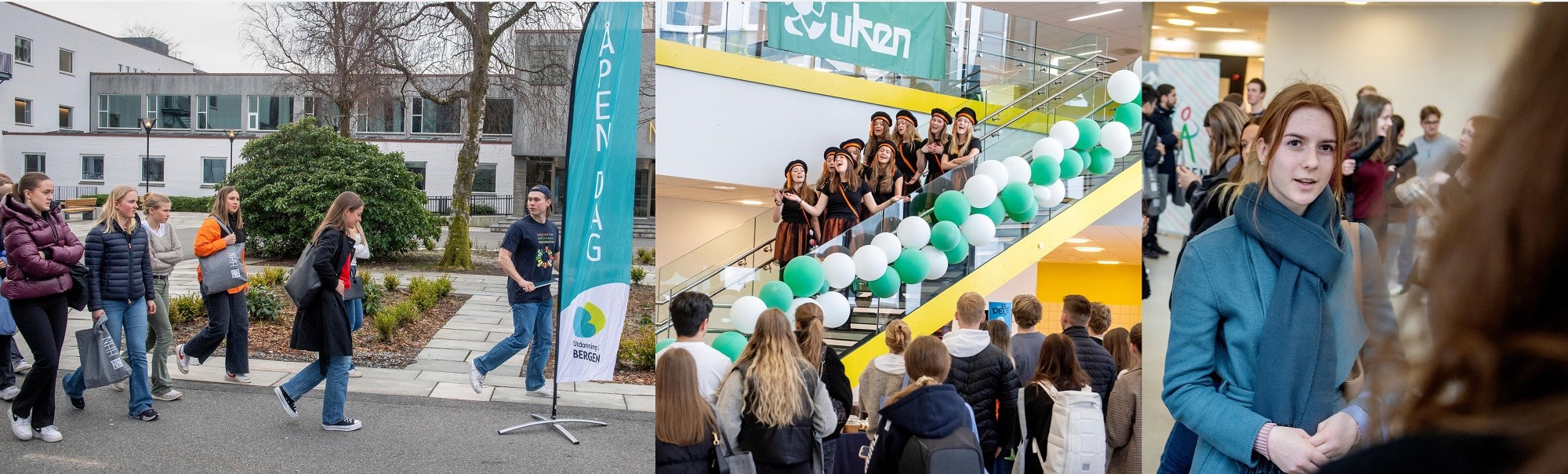 Vinjard Rysstad Talsnes leia ei gruppene på omvisning på campus, studentkoret Sirenene underhaldt med humoristiske tekstar. Alise Helene Kibsgaard-Mörsdorf (16) kom frå Oslo for å delta på NHHs Open Dag. Alle foto: Helge Skodvin