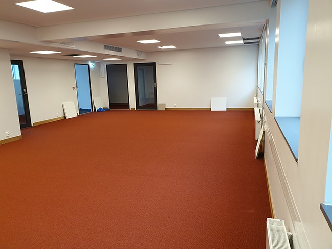 Open office landscape in the basement where Section for Admissions will be located. 