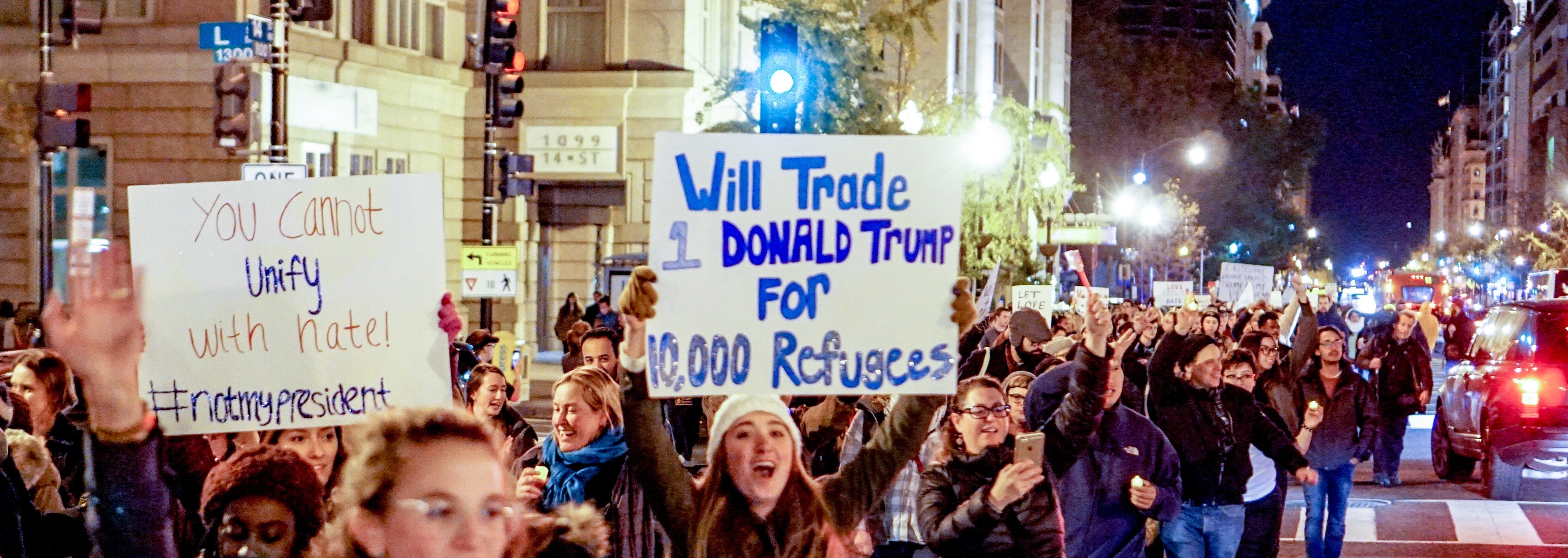 Ingar K. Haaland´s thesis studies political polarization in the United States with a particular focus on the role of beliefs in driving people’s policy preferences. Photo: Anti-Trump protest in Washington November 2016 (Wikimedia). 