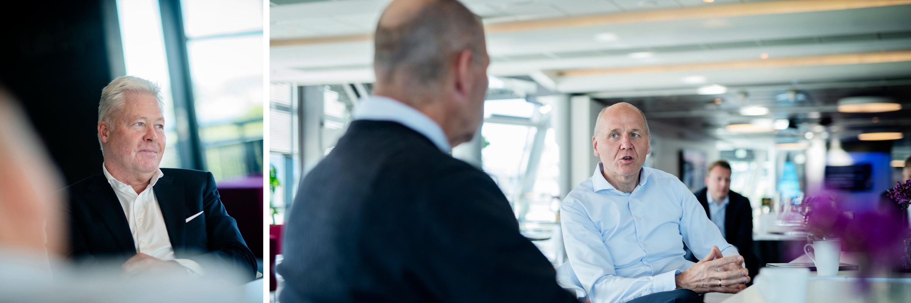 CEO Helge Leiro Baastad at Gjensidige, Centre Director Tor W. Andreassen and CEO Sigve Brekke at Telenor. Foto: Siv Dolmen