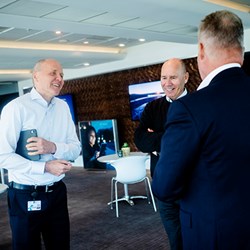CEO Helge Leiro Baastad at Gjensidige, Centre Director Tor W. Andreassen and CEO Sigve Brekke at Telenor. Foto: Siv Dolmen