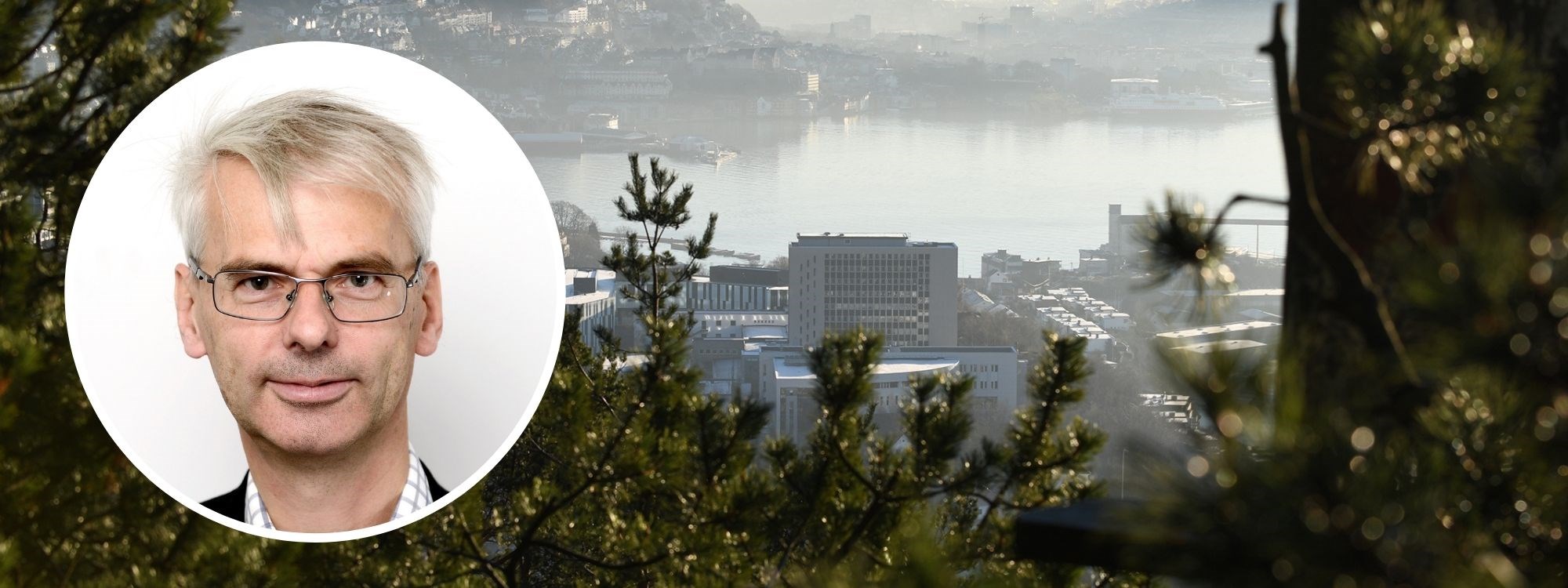 Photo of NHH Rector Øystein Thøgersen and the NHH building.