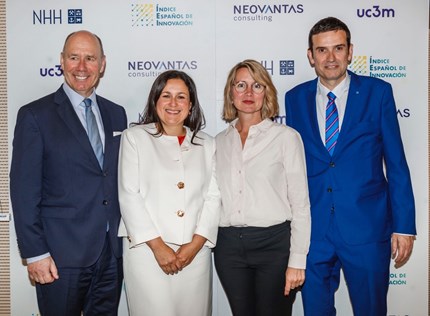 From left: Professor Tor W Andreassen, NHH/DIG and The Norwegian Innovation Index, Professor Lola Duque, UC3M and the Spanish Innovation Index, Professor Helle Alsted Søndergaard, Aarhus Business School and the Danish Innovation Index, and Professor Luis Santamaria Sanchez, UC3M and the Spanish Innovation Index.