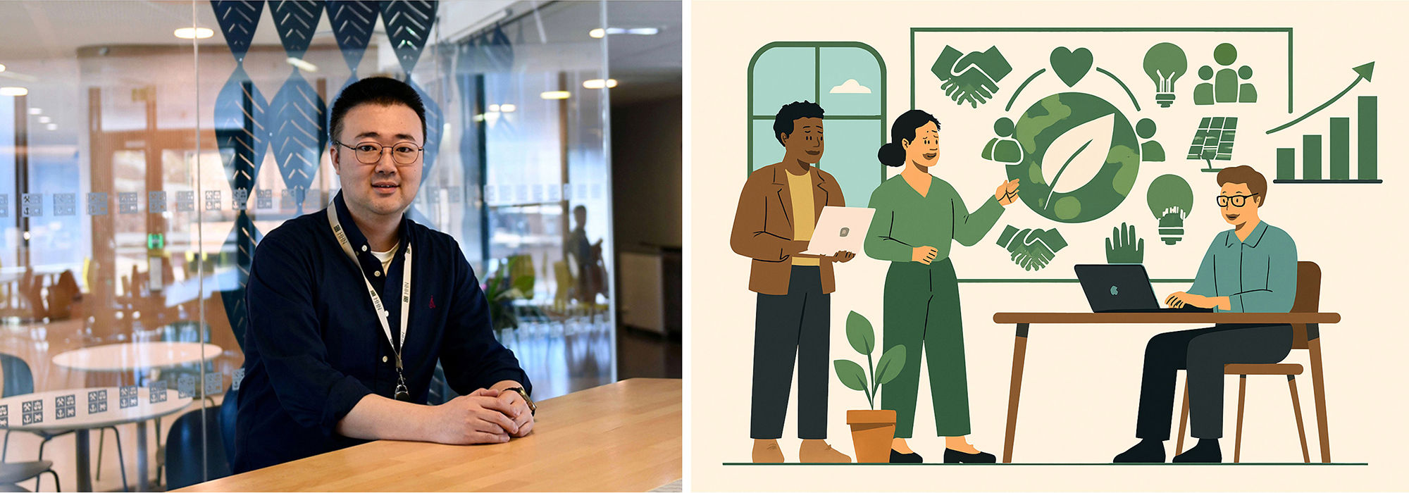 Xiaoguang Wu and an illustration from AI