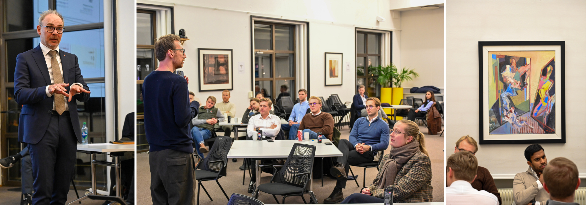 Rektor Helge Thorbjørnsen professor og KI-ekspert Eirik Sjåholm Knudsen. Dinogen Uruthiran  (t.h.)