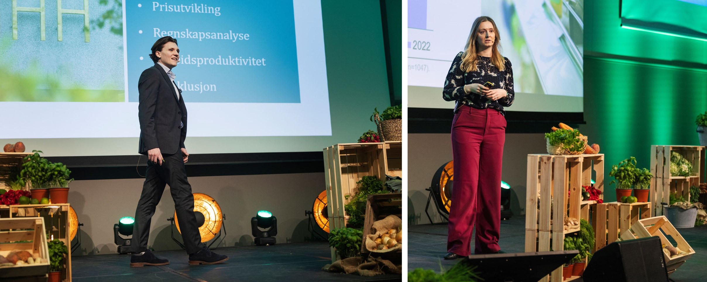  Tidligere masterstudent Douglas Jansson og Marie-Louise Riewerts, analysekonsulent i NielsenIQ. Foto: Andrea Gjestvang