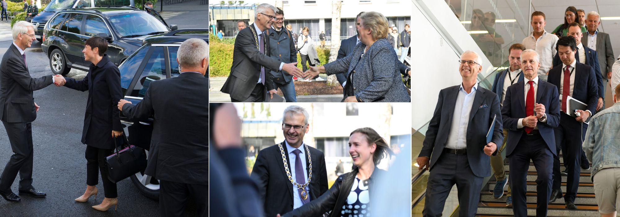 Forsvarsminister Ine Eriksen Søreide, daværende statsminister Erna Solberg, høyere utdanningsminister Iselin Nybø og statsminister Jonas Gahr Støre.