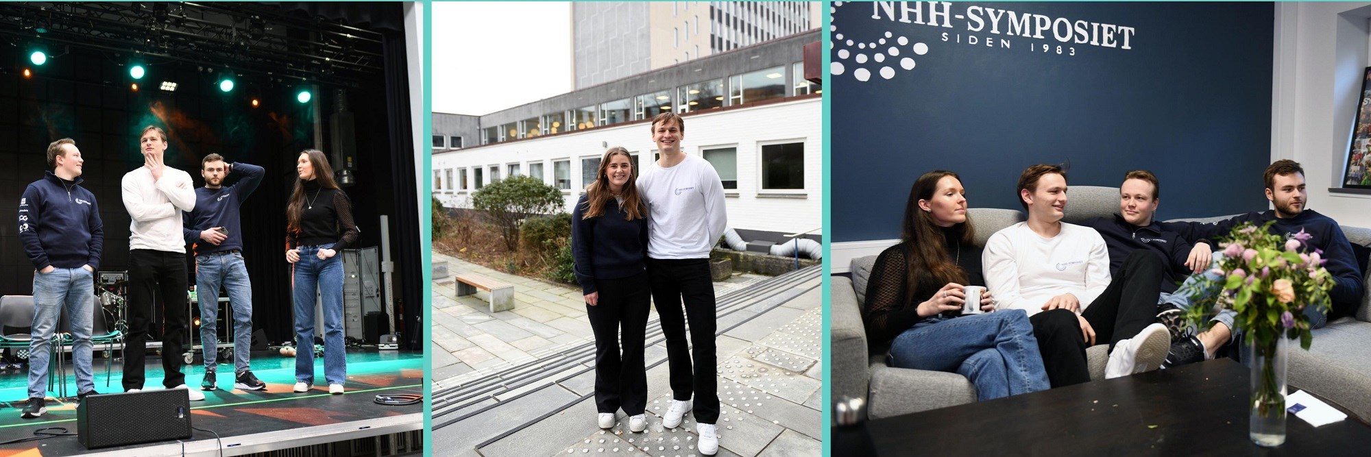 NHH-Symposium 40 years: Aleksander Stabell Eriksen is the Leader of the NHH Symposium and organises about 400 NHH students. Part of the board is also Harald Sollohub Stensaker, Espen Møller Pettersen, Julie von Krogh and Ingrid Follaug. Photo: Sigrid Folkestad