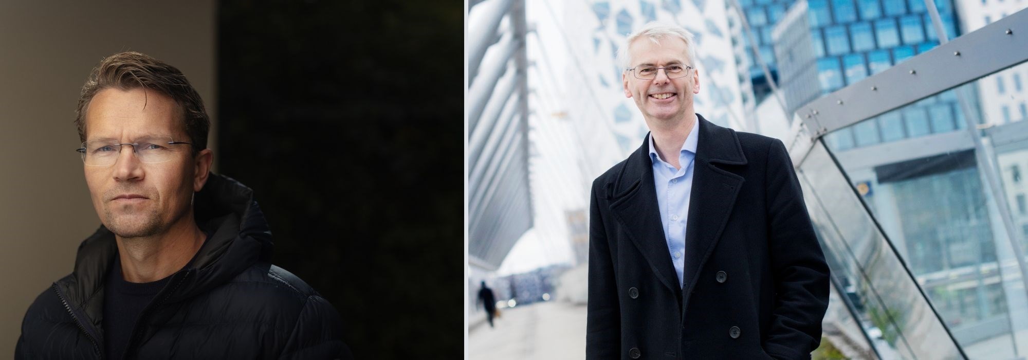 Fra makromodeller til samfunnsdebatt: Øystein Thøgersen og Martin Bech Holte på NHH. Foto: Agnete Brun / Siv Dolmen