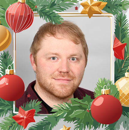 Sam portrait photo with a christmas frame around