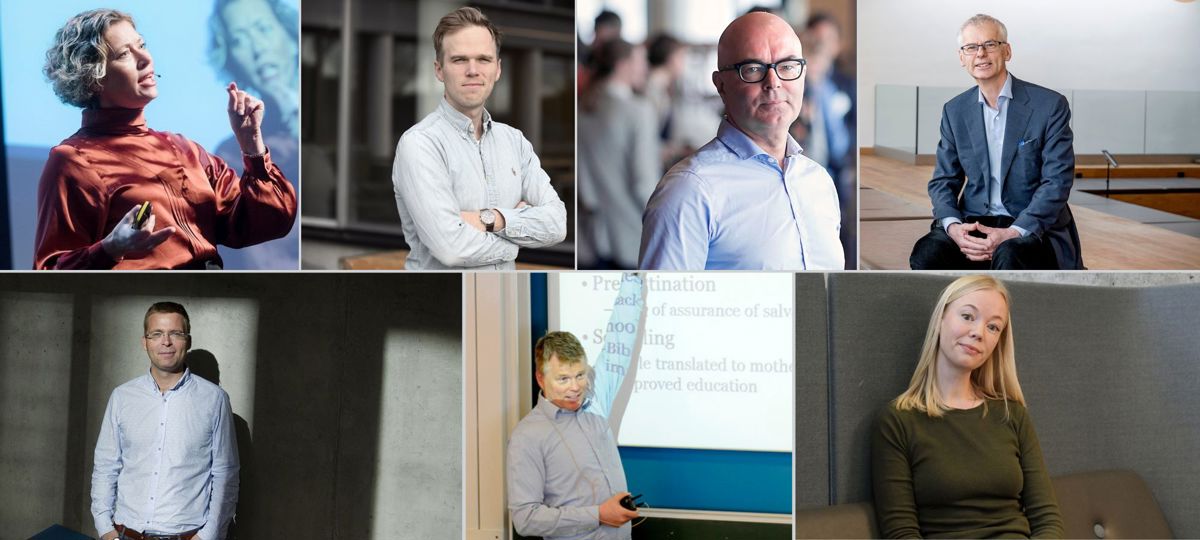 Professor Therese Egeland, førstemanuensis Joel Berge, professorene Kjell G. Salvanes, Øystein Thøgersen, Trond Døskeland, Ola Grytten - og forsker Hege Landsvik. 