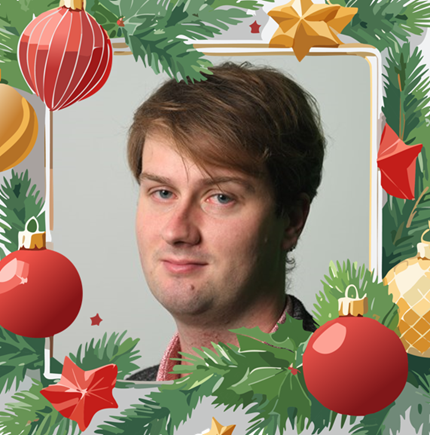 Mateusz portrait photo with Christmas frame around