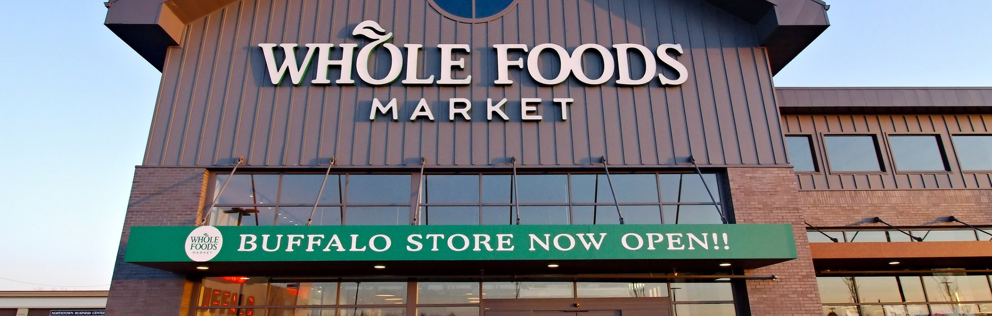 Exterior of Whole Foods Market grocery supermarket 