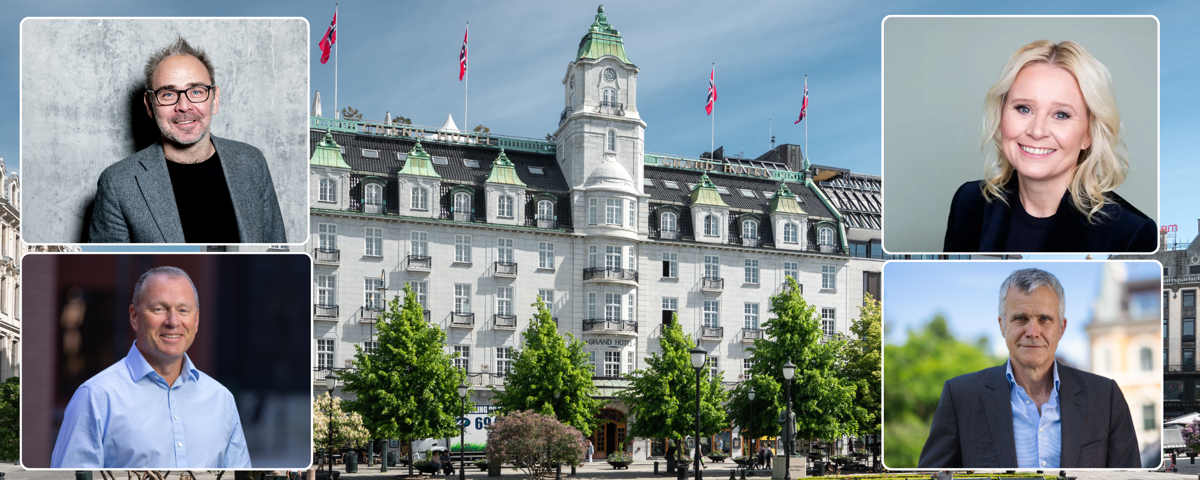 NHH og Styreinstituttet inngår samarbeid.  Blant deltagerne er NHHs rektor Helge Thorbjørnsen, oljefondsjef Nicolai Tangen, samt de erfarne styrelederne Bente Sollid og Helge Lund. Foto: Helge Skodvin/NBIM/Athenas/Jan Morten Bjørnsen