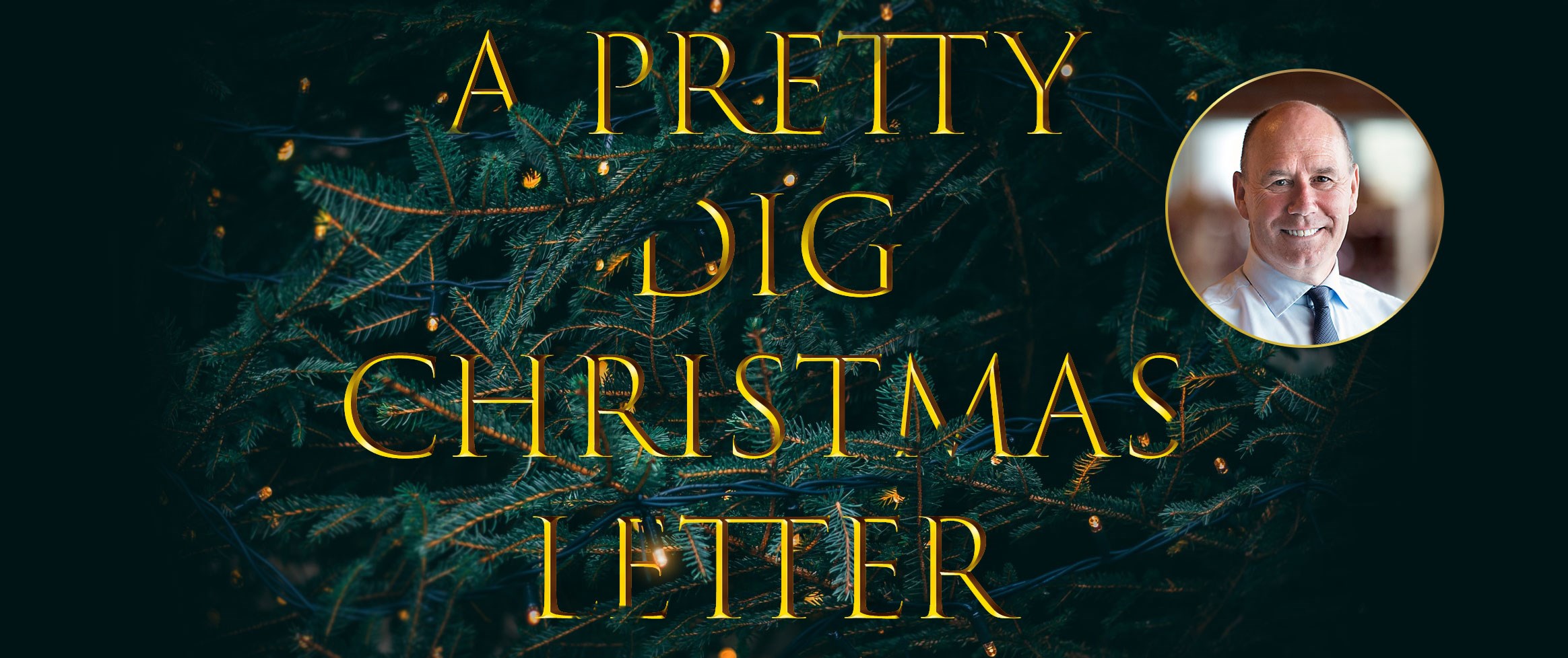 A christmas tree with the text "A pretty DIG christmas letter"