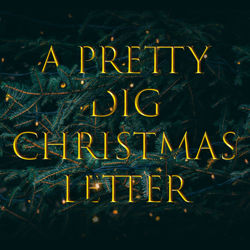 A christmas tree with the text "A pretty DIG christmas letter"
