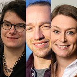 Postdoktor Siri Isakssen (SAM) er gjest i podkasten om samfunnsøkonomi. Stipendiat Marius Jones (SOL) har ledet de første episodene av den nye podkasten. Rådgiver Silje Thalberg (rektoratets stab) leder arbeidet med den nye digitale læringsressursen.