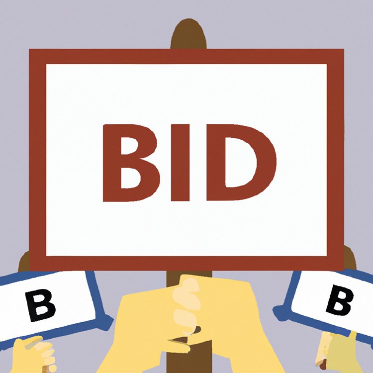 A bidding sign. Illustration: Dall_E