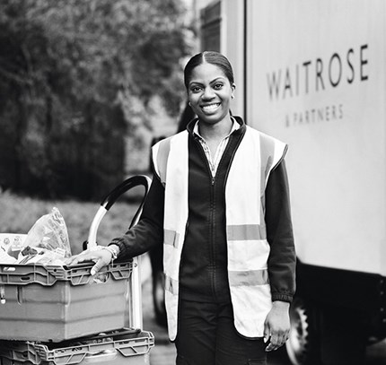 Waitrose Delivery worker. Photo. Press Photo