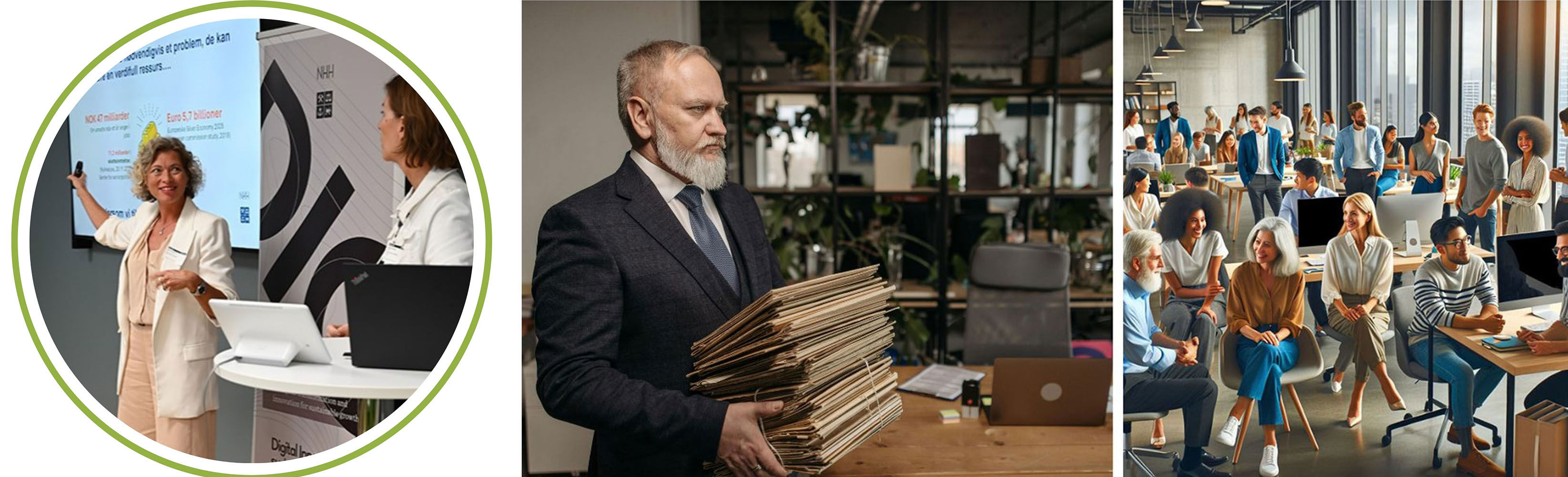 Collage of photos, including illustrations from AI